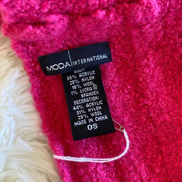 Moda International Pink Wool Blend Ruffled Scarf NWT - Picture 3 of 6
